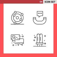 4 Icon Pack Line Style Outline Symbols on White Background Simple Signs for general designing Creative Black Icon vector background