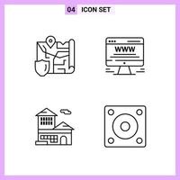 4 Icons in Line Style Outline Symbols on White Background Creative Vector Signs for Web mobile and Print Creative Black Icon vector background