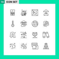 Group of 16 Outlines Signs and Symbols for light user shopping idea sound Editable Vector Design Elements