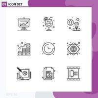 Outline Pack of 9 Universal Symbols of location compass personal up gradation coins profit Editable Vector Design Elements