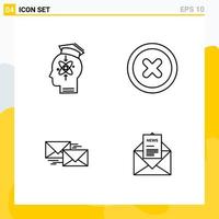 Collection of 4 Universal Line Icons Icon Set for Web and Mobile Creative Black Icon vector background