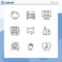 9 User Interface Outline Pack of modern Signs and Symbols of up arrow compose medicine emergency Editable Vector Design Elements