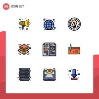 9 Creative Icons Modern Signs and Symbols of book layers live height creative Editable Vector Design Elements