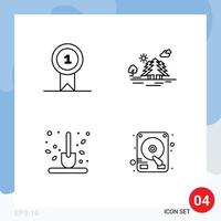 Set of 4 Modern UI Icons Symbols Signs for prize autumn win landscape gardening Editable Vector Design Elements