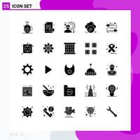 Modern Set of 25 Solid Glyphs Pictograph of buzz cloud construction worker archive cd Editable Vector Design Elements