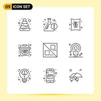 User Interface Pack of 9 Basic Outlines of customer design farm cross sale Editable Vector Design Elements