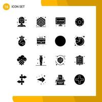 16 Universal Solid Glyphs Set for Web and Mobile Applications chemical sports e ball online Editable Vector Design Elements