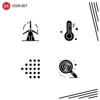 Set of 4 Vector Solid Glyphs on Grid for clean left power temperature design Editable Vector Design Elements