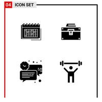 4 General Icons for website design print and mobile apps 4 Glyph Symbols Signs Isolated on White Background 4 Icon Pack Creative Black Icon vector background