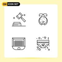 4 Creative Icons for Modern website design and responsive mobile apps 4 Outline Symbols Signs on White Background 4 Icon Pack Creative Black Icon vector background