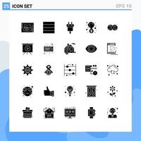 Modern Set of 25 Solid Glyphs and symbols such as face money bank connector investment business Editable Vector Design Elements