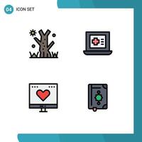 Modern Set of 4 Filledline Flat Colors Pictograph of halloween love laptop favorite quran Editable Vector Design Elements