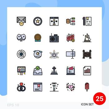 paquete de iconos vectoriales de stock de 25 signos y símbolos de línea para servidores de almacenamiento de desarrollo de código css elementos de diseño vectorial editables vector