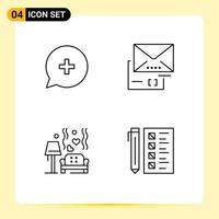 4 Line concept for Websites Mobile and Apps add sofa plus email heart Editable Vector Design Elements