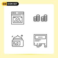 4 Creative Icons for Modern website design and responsive mobile apps 4 Outline Symbols Signs on White Background 4 Icon Pack Creative Black Icon vector background