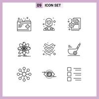 paquete de iconos de vector de stock de 9 signos y símbolos de línea para la configuración de datos del navegador de información científica elementos de diseño de vector editables