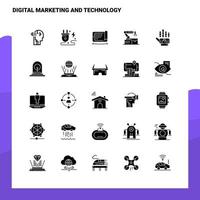 25 conjunto de iconos de tecnología y marketing digital plantilla de ilustración de vector de icono de glifo sólido para ideas web y móviles para empresa comercial
