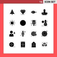 Solid Glyph Pack of 16 Universal Symbols of circle sun easter light stamp Editable Vector Design Elements