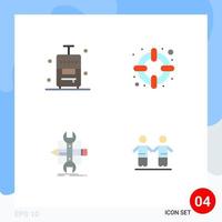 Modern Set of 4 Flat Icons Pictograph of bag develop vacation support tools Editable Vector Design Elements