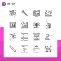 Outline Icon set Pack of 16 Line Icons isolated on White Background for responsive Website Design Print and Mobile Applications Creative Black Icon vector background