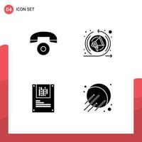 4 Creative Icons Modern Signs and Symbols of telephone decryption marketing analysis space Editable Vector Design Elements