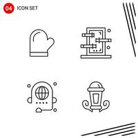 Collection of 4 Vector Icons in Line style Pixle Perfect Outline Symbols for Web and Mobile Line Icon Signs on White Background 4 Icons Creative Black Icon vector background