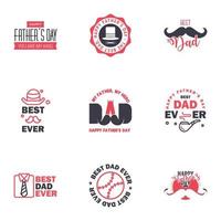 Happy fathers day 9 Black and Pink Typography set Vector typography Vintage lettering for greeting cards banners tshirt design You are the best dad Editable Vector Design Elements