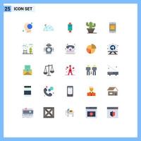 25 User Interface Flat Color Pack of modern Signs and Symbols of cactus credit card machine flag credit card card Editable Vector Design Elements