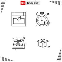 4 Icons Line Style Grid Based Creative Outline Symbols for Website Design Simple Line Icon Signs Isolated on White Background 4 Icon Set Creative Black Icon vector background