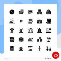 Pictogram Set of 25 Simple Solid Glyphs of mail heart gdpr tamaki food Editable Vector Design Elements