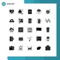 conjunto de 25 iconos de interfaz de usuario modernos símbolos signos para seguridad fórmula alienígena cohete espacio elementos de diseño vectorial editables vector