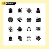 Pack of 16 Modern Solid Glyphs Signs and Symbols for Web Print Media such as group user rood parental lock Editable Vector Design Elements