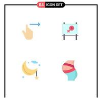 4 Flat Icon concept for Websites Mobile and Apps finger cresent slide ad night Editable Vector Design Elements