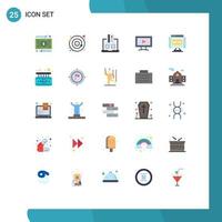 Group of 25 Flat Colors Signs and Symbols for http video banking screen payment Editable Vector Design Elements