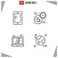 4 iconos de estilo de línea basados en cuadrícula símbolos de esquema creativos para el diseño de sitios web signos de icono de línea simple aislados en fondo blanco 4 conjunto de iconos fondo de vector de icono negro creativo