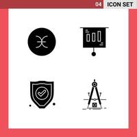 Group of 4 Modern Solid Glyphs Set for pisces protection symbols money design Editable Vector Design Elements