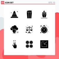 Modern Set of 9 Solid Glyphs and symbols such as justice protection ship safety secure Editable Vector Design Elements