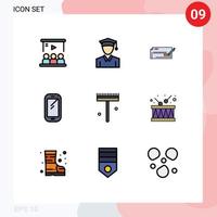 Group of 9 Filledline Flat Colors Signs and Symbols for huawei smart phone check phone finance Editable Vector Design Elements