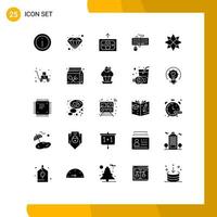 Universal Icon Symbols Group of 25 Modern Solid Glyphs of holiday obsolete cash mouse interface Editable Vector Design Elements