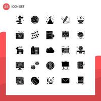 User Interface Pack of 25 Basic Solid Glyphs of tablet darwing management pencil test Editable Vector Design Elements