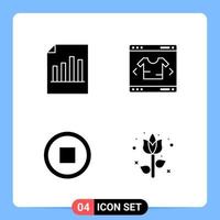 4 Solid Black Icon Pack Glyph Symbols for Mobile Apps isolated on white background 4 Icons Set Creative Black Icon vector background