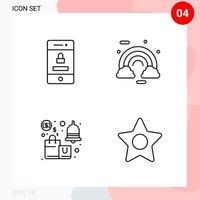Vector Pack of 4 Icons in Line Style Creative Outline Pack isolated on White Background for Web and Mobile Creative Black Icon vector background