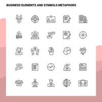 Set of business elements and symbols metaphors Line Icon set 25 Icons Vector Minimalism Style Design Black Icons Set Linear pictogram pack