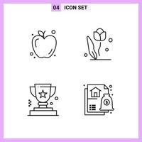 4 Icons in Line Style Outline Symbols on White Background Creative Vector Signs for Web mobile and Print Creative Black Icon vector background