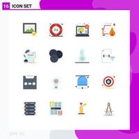 Mobile Interface Flat Color Set of 16 Pictograms of education certificate digital road car Editable Pack of Creative Vector Design Elements