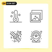 4 Creative Icons for Modern website design and responsive mobile apps 4 Outline Symbols Signs on White Background 4 Icon Pack Creative Black Icon vector background