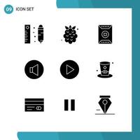 9 Universal Solid Glyphs Set for Web and Mobile Applications play volume field speaker stadium Editable Vector Design Elements