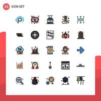 conjunto de 25 iconos modernos de la interfaz de usuario signos de símbolos para el concepto de flujo de trabajo vehículos de crecimiento empresarial de bodas elementos de diseño vectorial editables vector