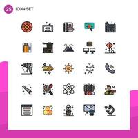Group of 25 Filled line Flat Colors Signs and Symbols for user web stationery search data Editable Vector Design Elements