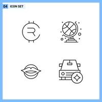 4 Icons Line style Creative Outline Symbols Black Line Icon Sign Isolated on White Background Creative Black Icon vector background